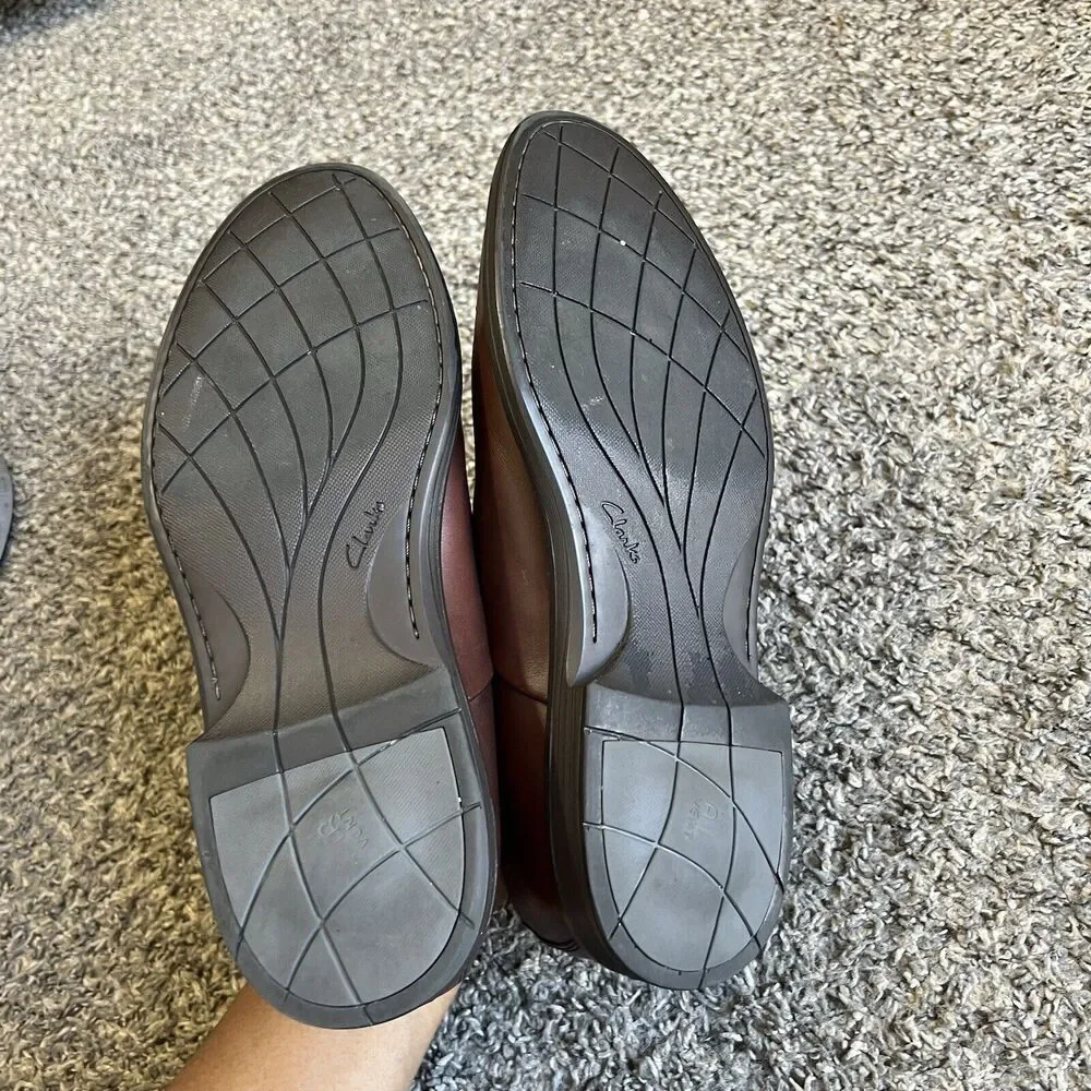 Clarks Active Air Vent Brown Leather Loafers Shoes Mens 9.5 M Slip On Comfort - Picture 5 of 10